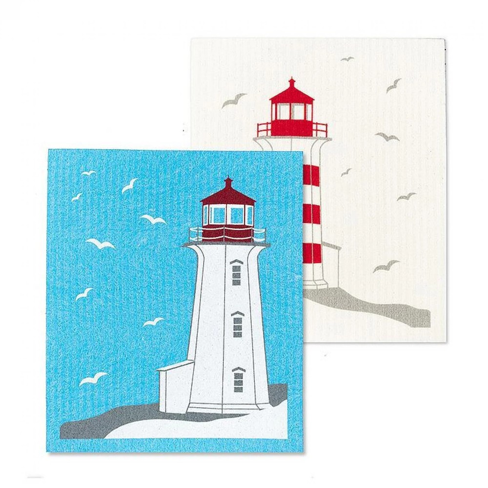 Set of 2 Decorative Lighthouse Dishcloths for Kitchen Cleaning