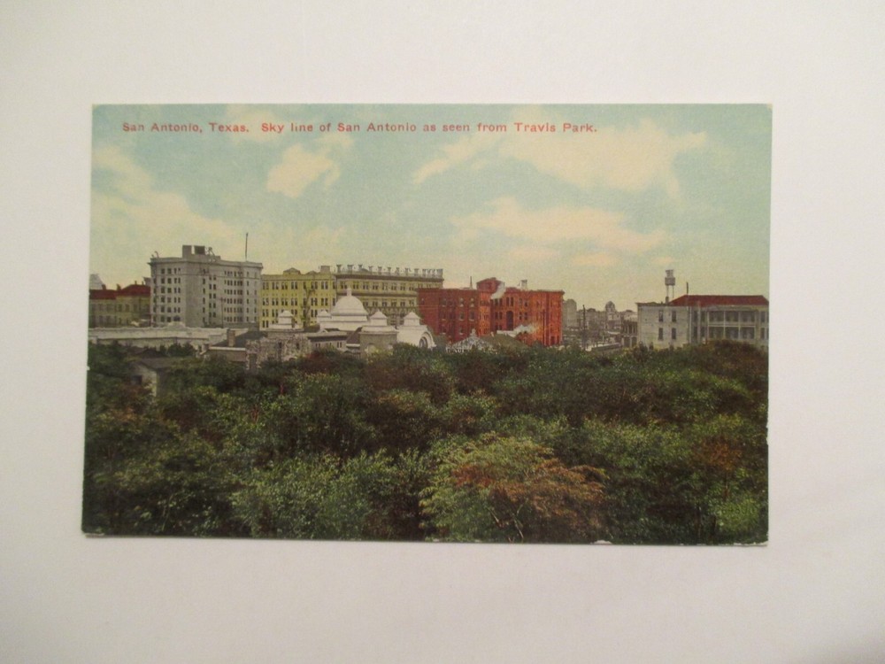San Antonio Texas Postcard Sky Line from Travis park TX