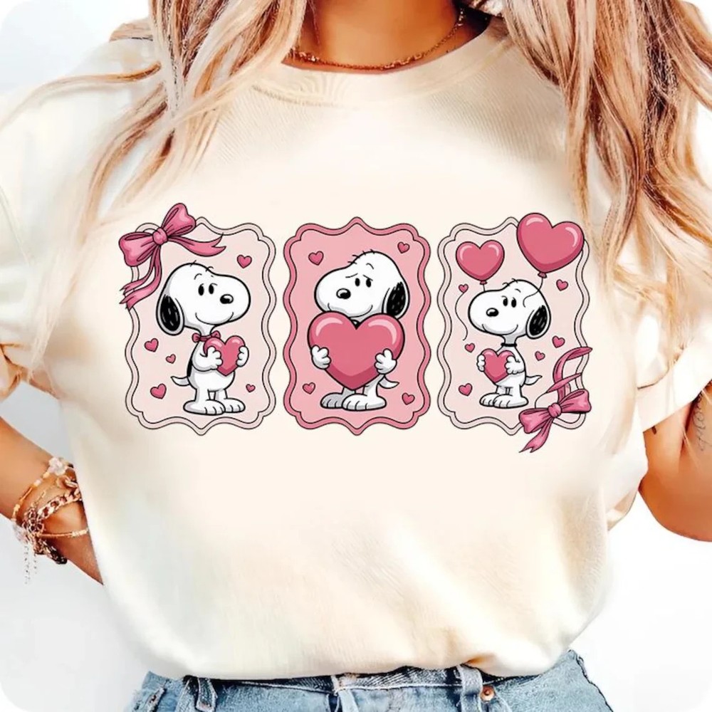 Snoopy Valentine Shirt, Cute Peanuts Snoopy Hearts Bow T-Shirt