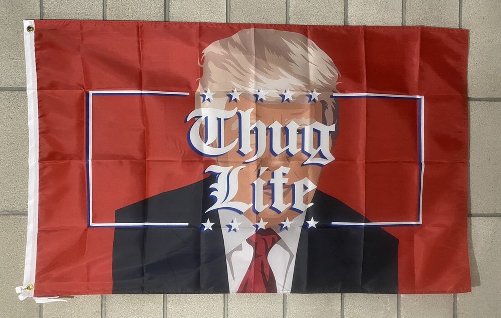 Donald Trump Thug Life 2024 Flag Free Ship Mugshot USA 3x5' Sign Banner Poster