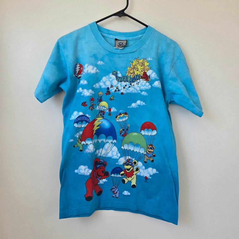Vintage Liquid Blue Grateful Dead Parachute Bears Tee Shirt Size Small