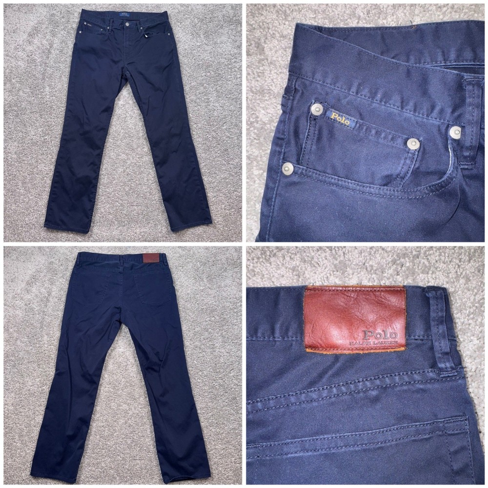 Polo Ralph Lauren 5-Pocket Chino Pants Mens Stretch Navy Blue 32x30 EXCELLENT