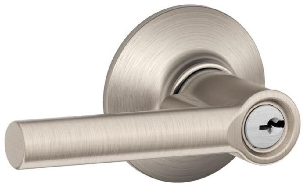 Schlage F80BRW619 Satin Nickel Keyed Entry Broadway Single Cylinder Storeroom Door Lever