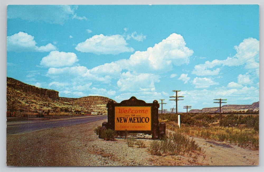 Welcome To New Mexico Roadside Sign NM Postcard AJ4
