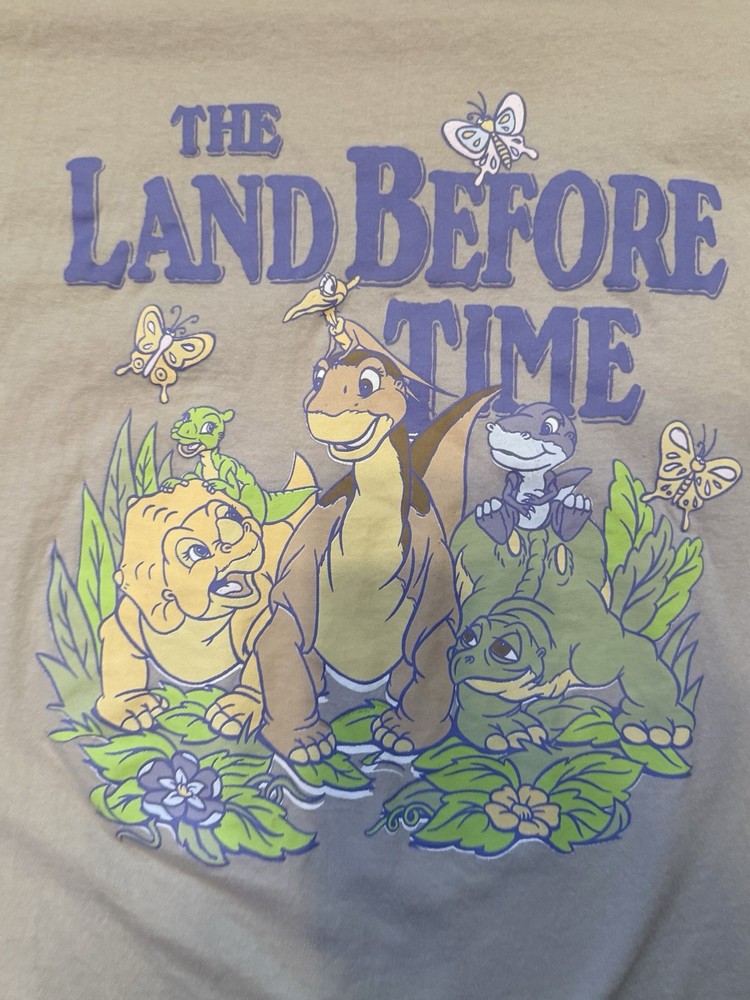 The Land Before Time Graphic T-Shirt Dinosaur Retro Beige Unisex X-Large Vintage