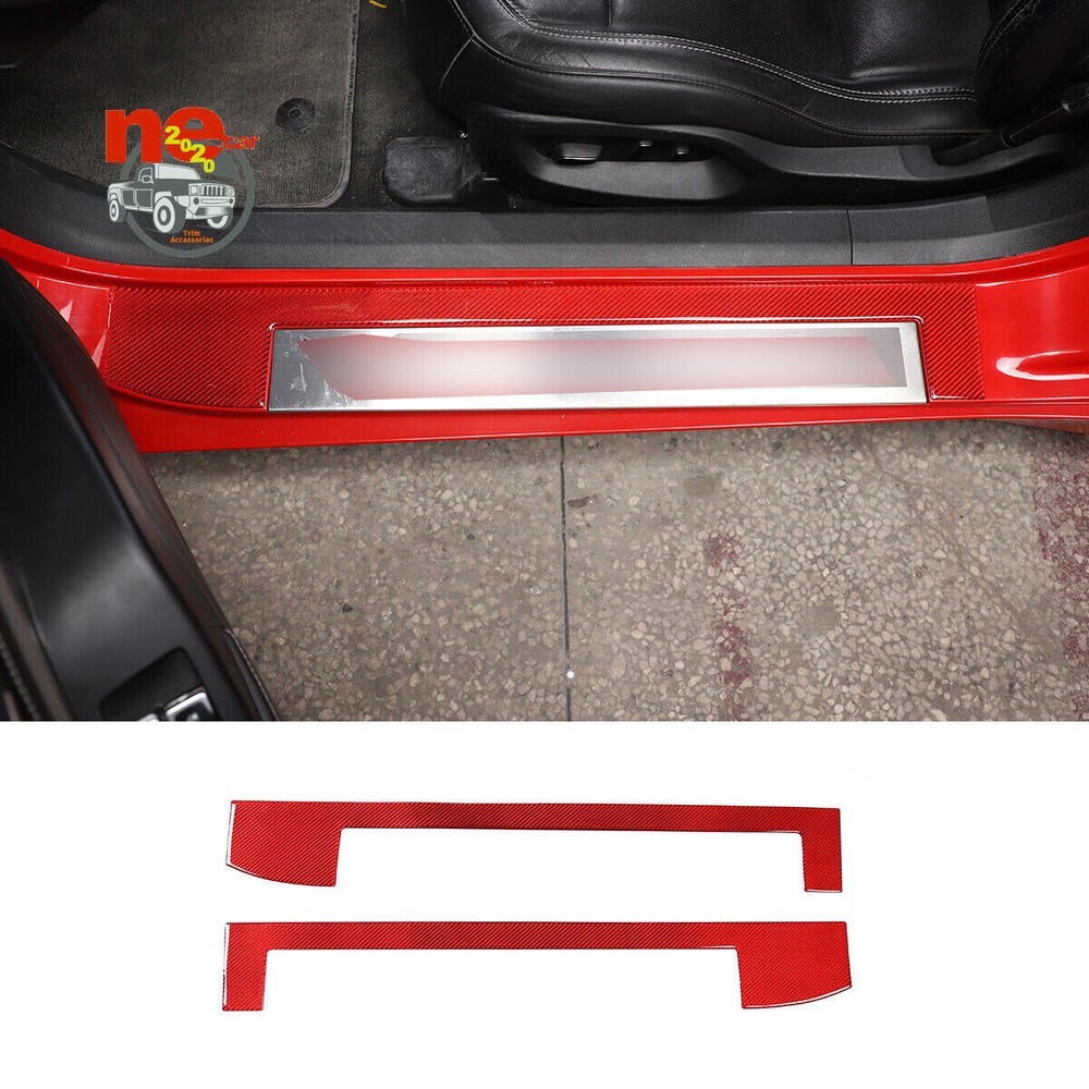 Red Carbon Car Door Outer Sill Scuff Protector Plate For Corvette C7 2014-2019