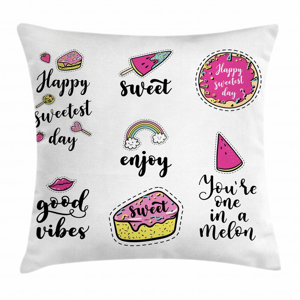 Happy Sweetest Day Good Vibes Throw Pillow Cover 16 Inch Square Cushion