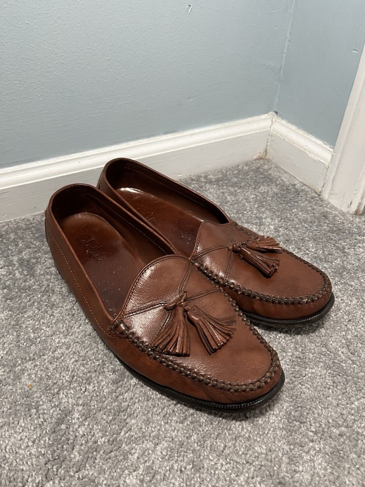 Cole Haan Braided Italian Leather Men Brown Loafer Kiltie Tassel Classic 11