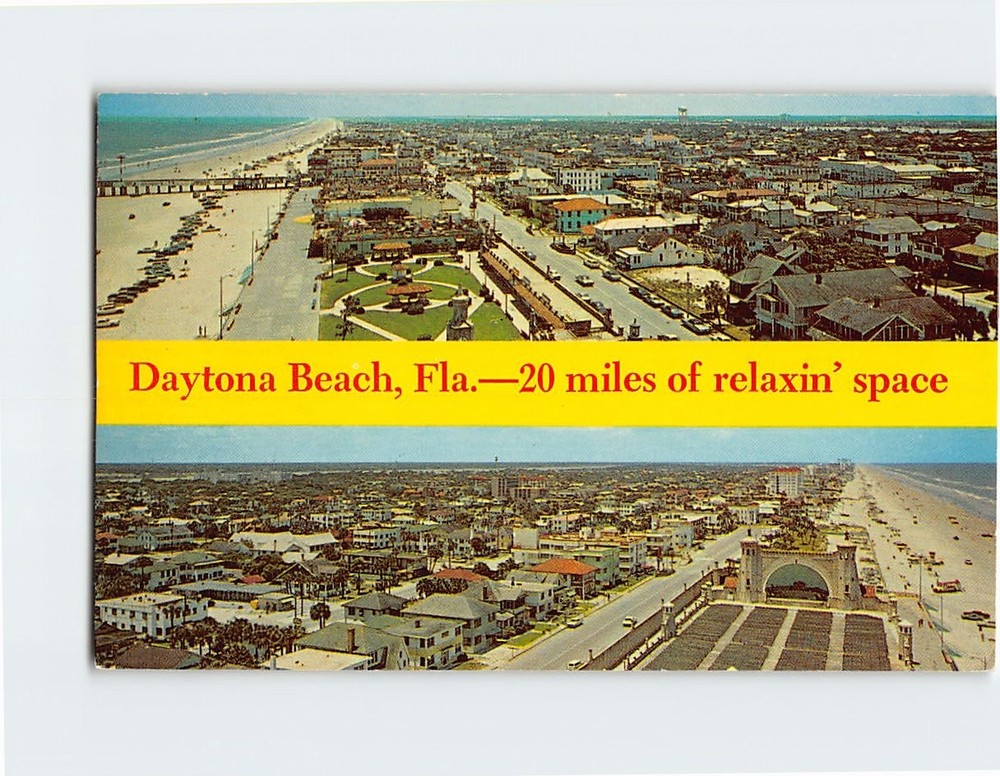 Postcard Aerial View of Daytona Beach Florida USA