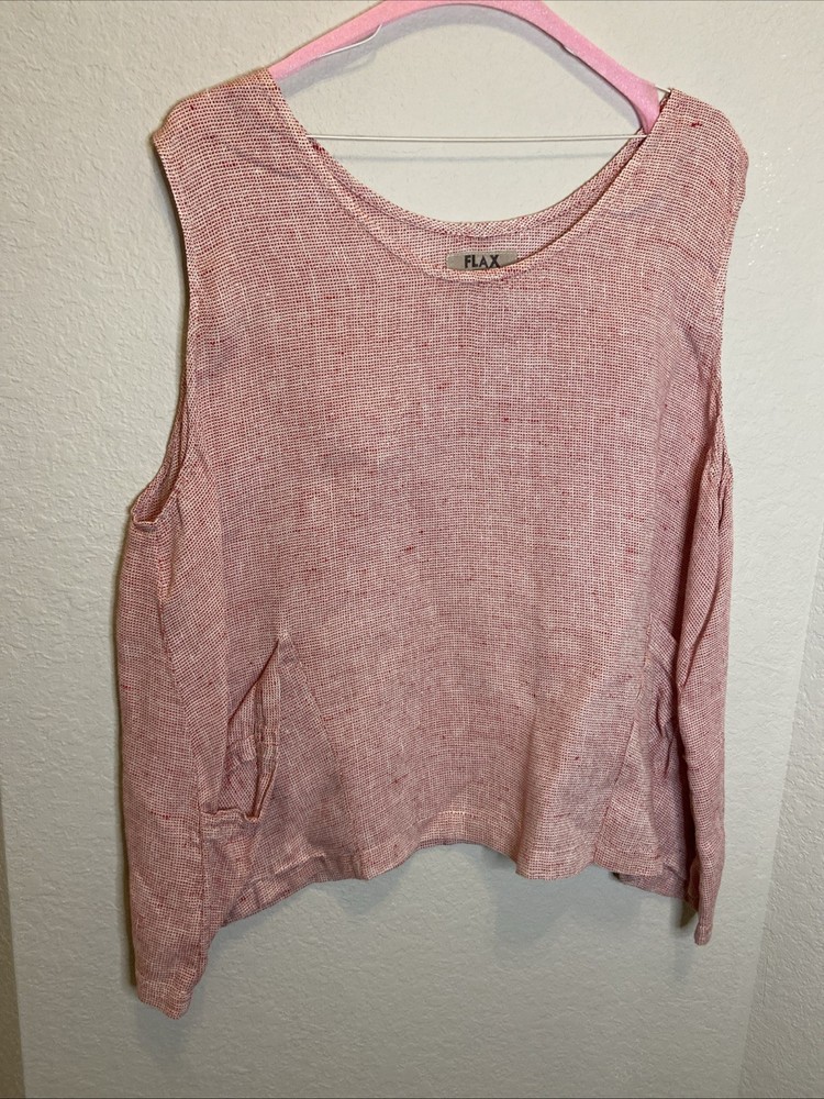 FLAX Women’s Sz 3G (3X) Sleeveless Linen Lagenlook Top
