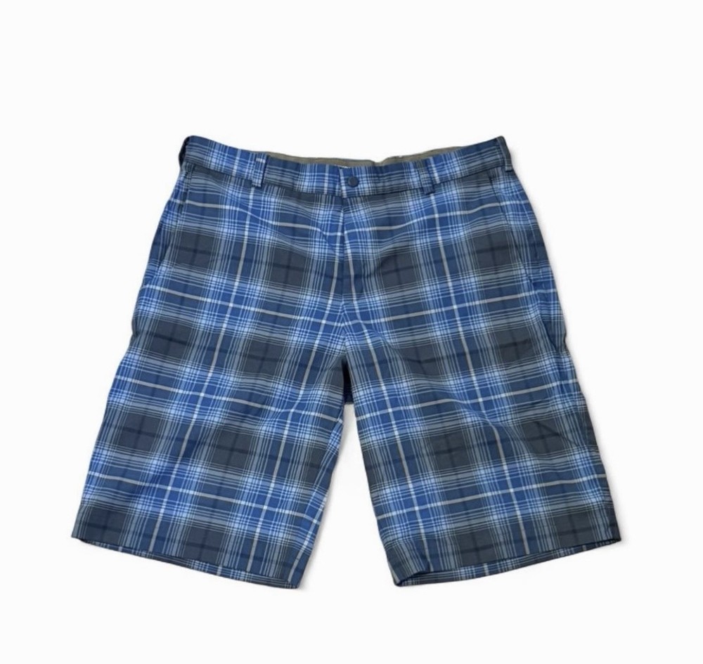 Nike Golf Tour Performance Shorts Mens 34 Blue Plaid Dri Fit