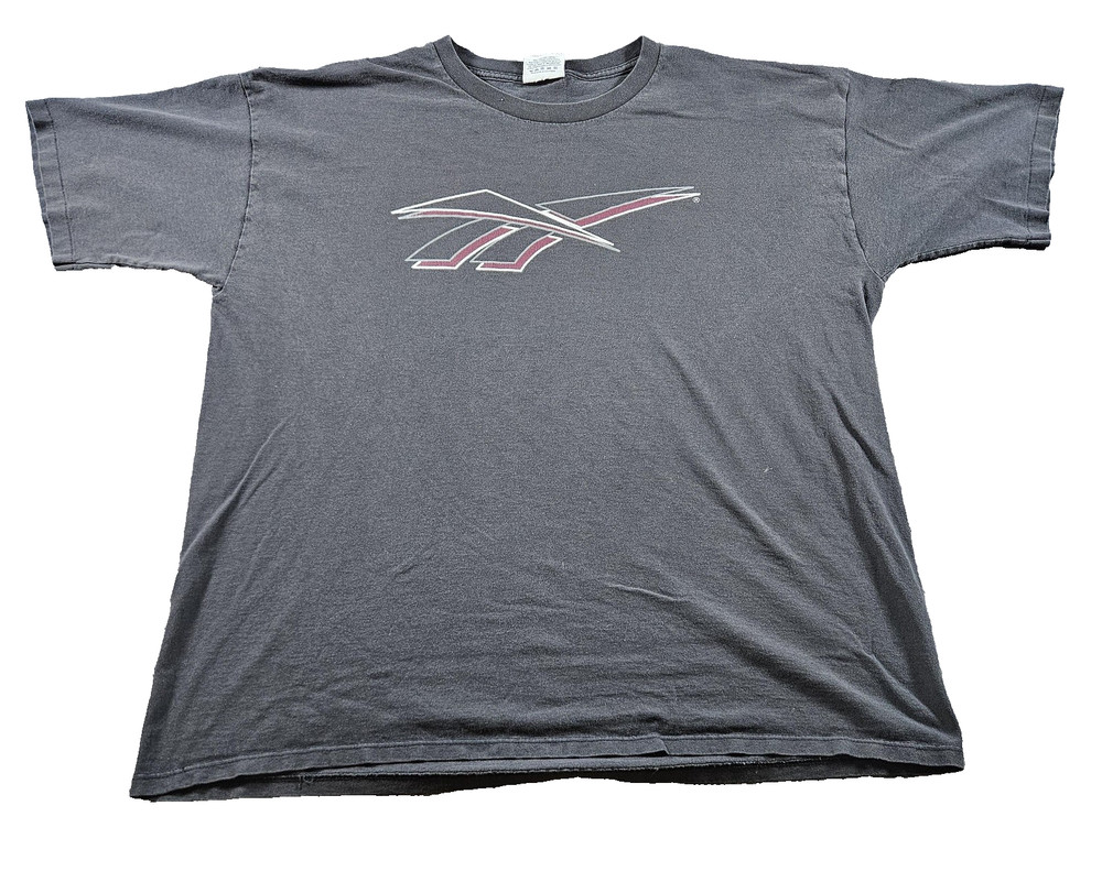 Vintage Reebok Shirt Mens 2XL Black Vector Logo Graphic Athletic Cotton 90s
