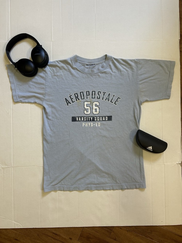 Aéropostale Gray Varsity Squad 56 Graphic Print Men's Short Sleeve T-Shirt