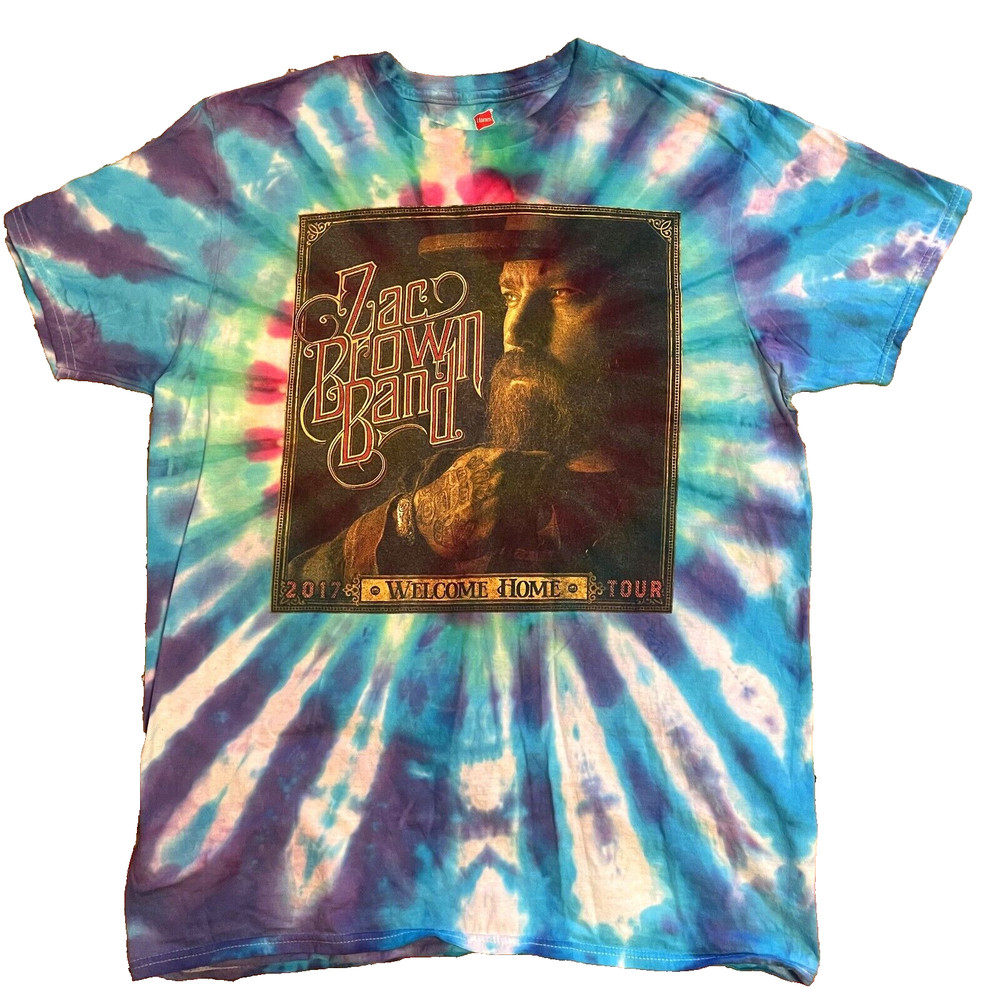 2017 Zac Brown Band Welcome Home Tour Adult tie dye T Shirt Size adult Large