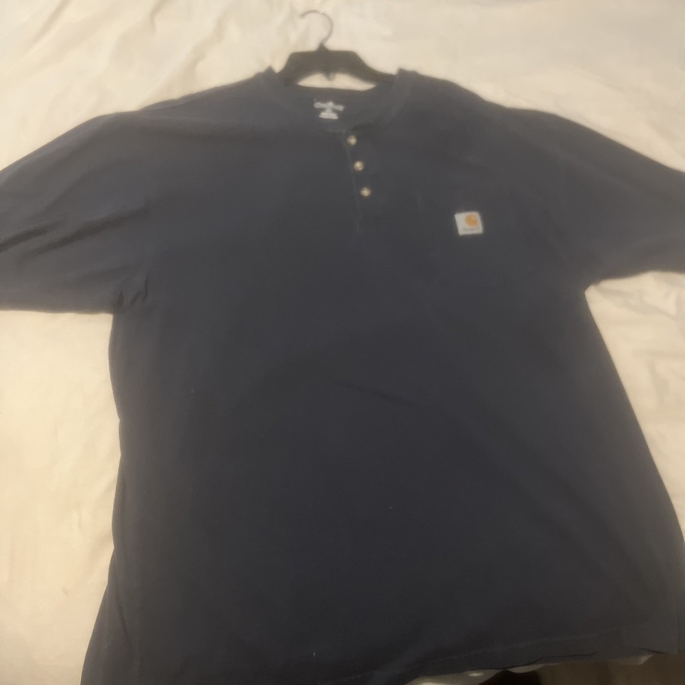 Carhartt Men’s Henley T-Shirt Navy XL Short Sleeve Pocket Workwear