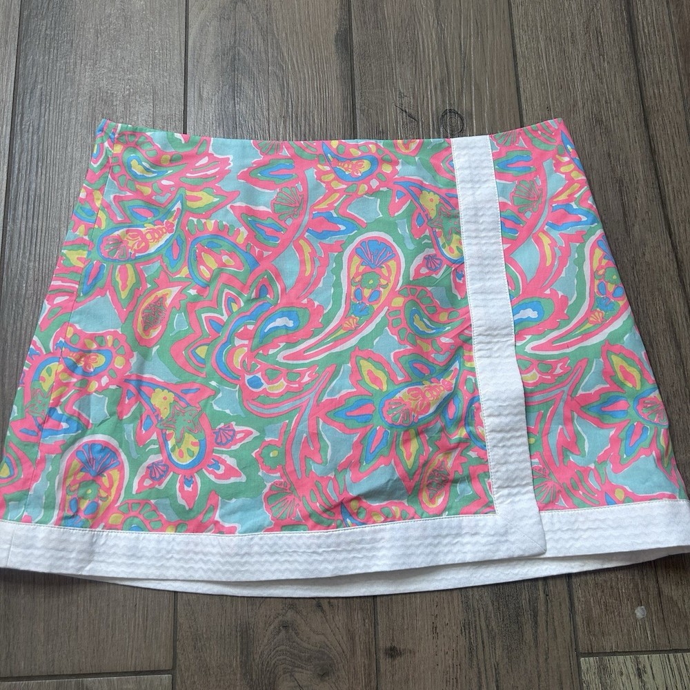 Lilly Pulitzer Spence Womens Skort Size 6 Make A Splash Print With Textured Trim