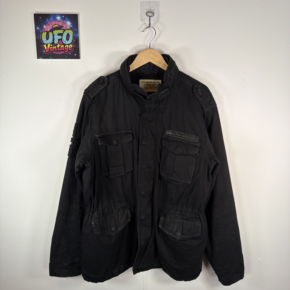 Alpha Industries M65 Field Jacket Mens XL Black Cold Weather Hooded Army
