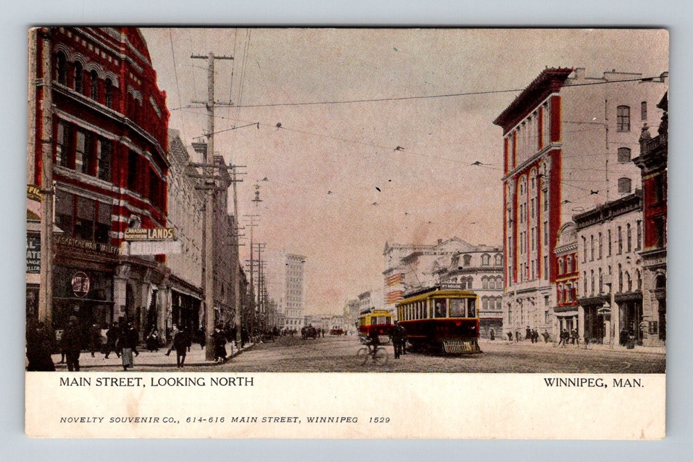 Canada- Manitoba Winnipeg Main Street Looking North Old PC Card Vintage Postcard