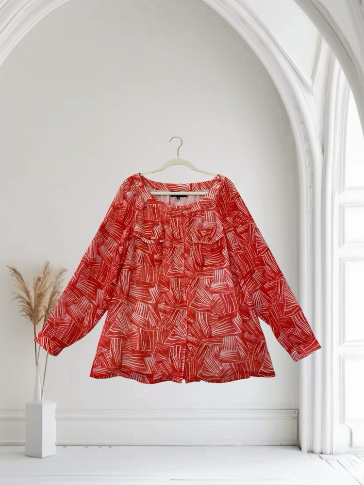 Jones Wear Women's Size 16 Geo Print Lightweight Summer Button-Up Top