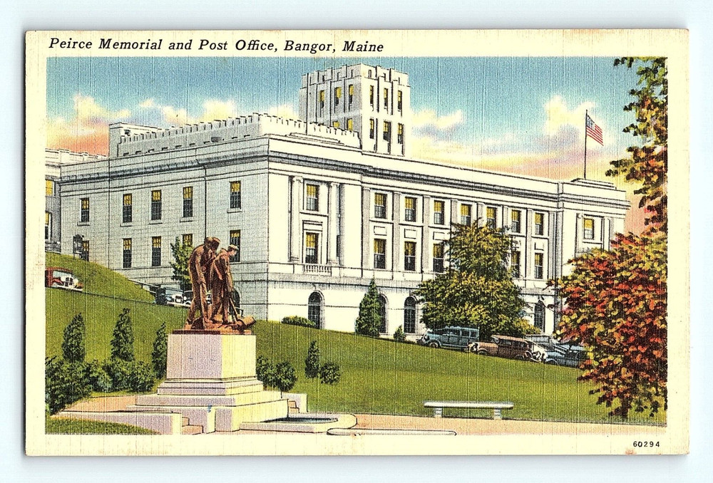 Peirce Memorial and Post Office Bangor Maine Public Building Postcard G3