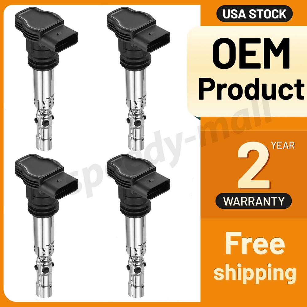 UF411 4 Ignition Coils for VW Beetle Golf Jetta Passat Audi A4 TT 1.8L 2.7L