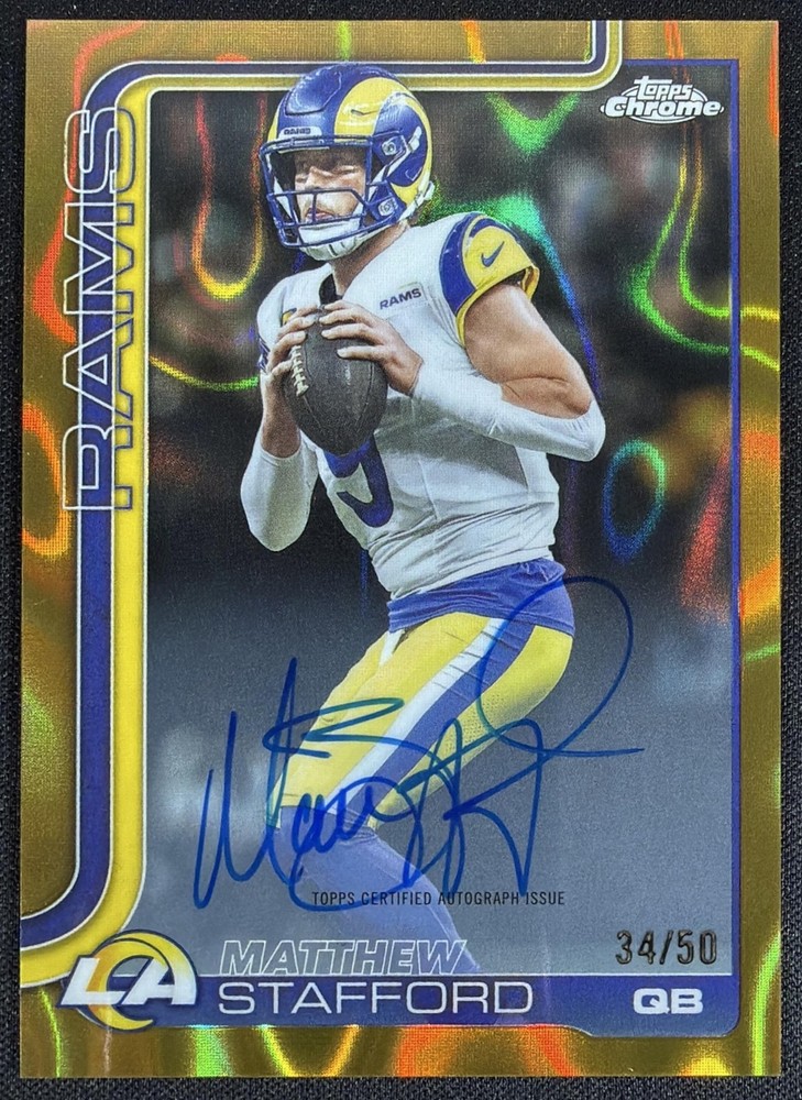2025 Topps Chrome Matthew Stafford #BA-MS Auto Gold Lava Refractor 34/50 Rams