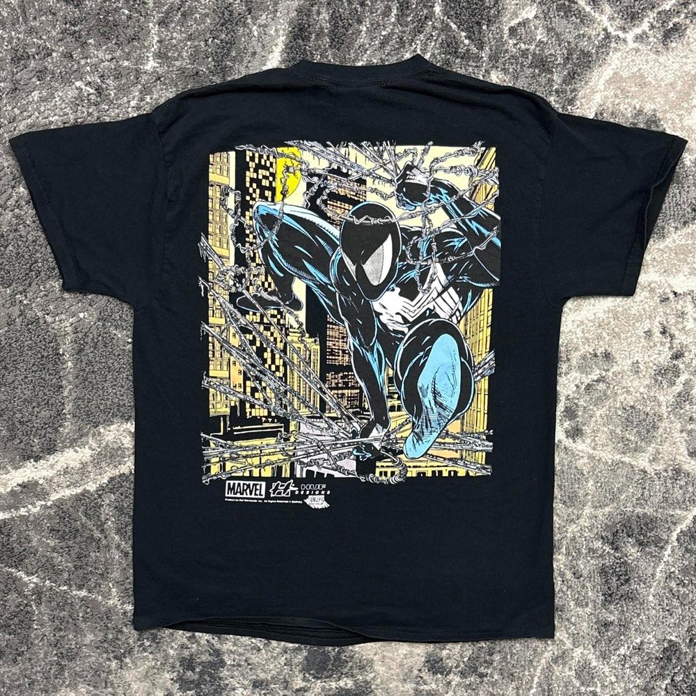 HUF Marvel Shirt Mens Large Spiderman Black Suit Venom Symbiote McFarlane Art