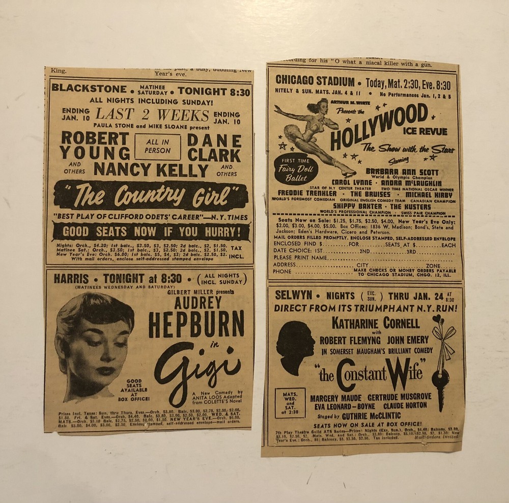 VTG Chicago Amusement Theatre Authentic Newspaper Clippings 0C25
