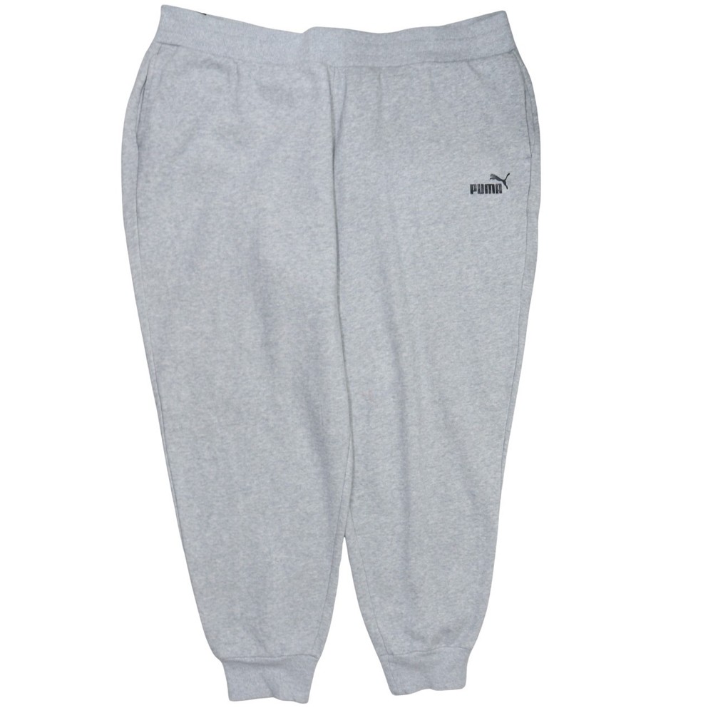 Puma Mens Joggers Grey Fleece Elastic Waist Cuffed Logo Track Sweatpants XXL