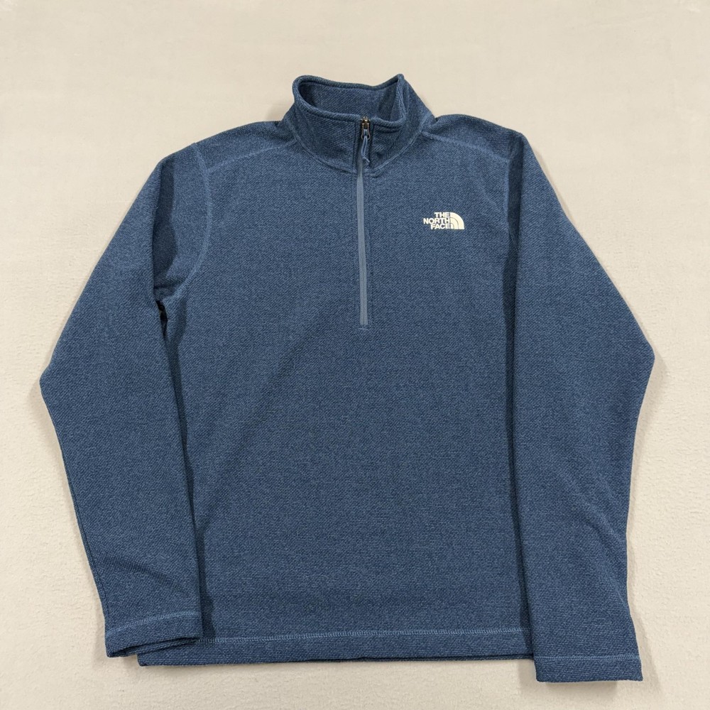 The North Face Pullover Mens Medium Blue Fleece 1/4 Zip Long Sleeve Hiking Top