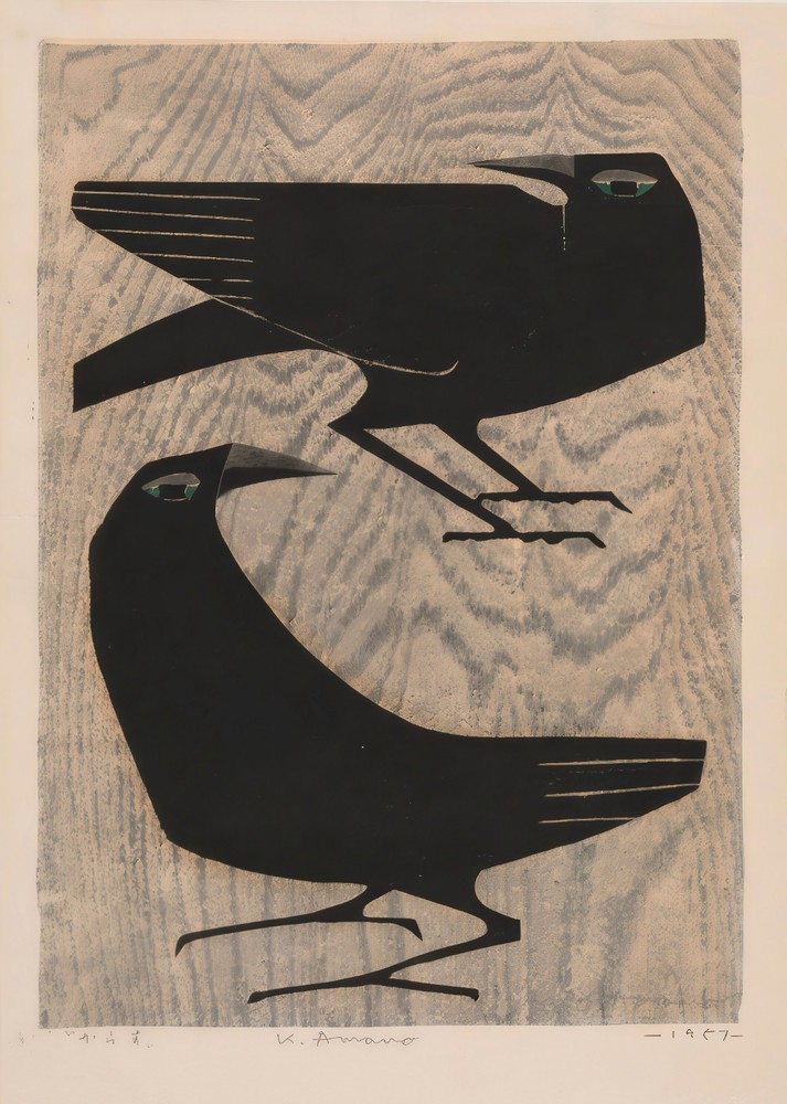 Kunihiro Amano: Two Crows 22x30 Archival Quality Fine Art Print