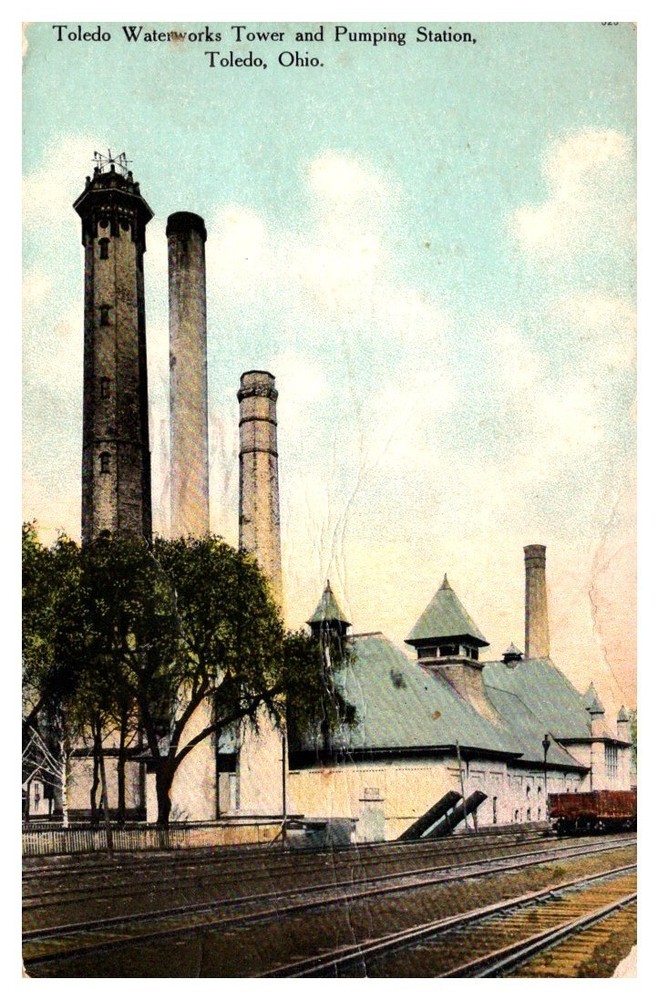 1909 Tower & Pumping Station Toledo Waterworks Ohio Vintage Postcard