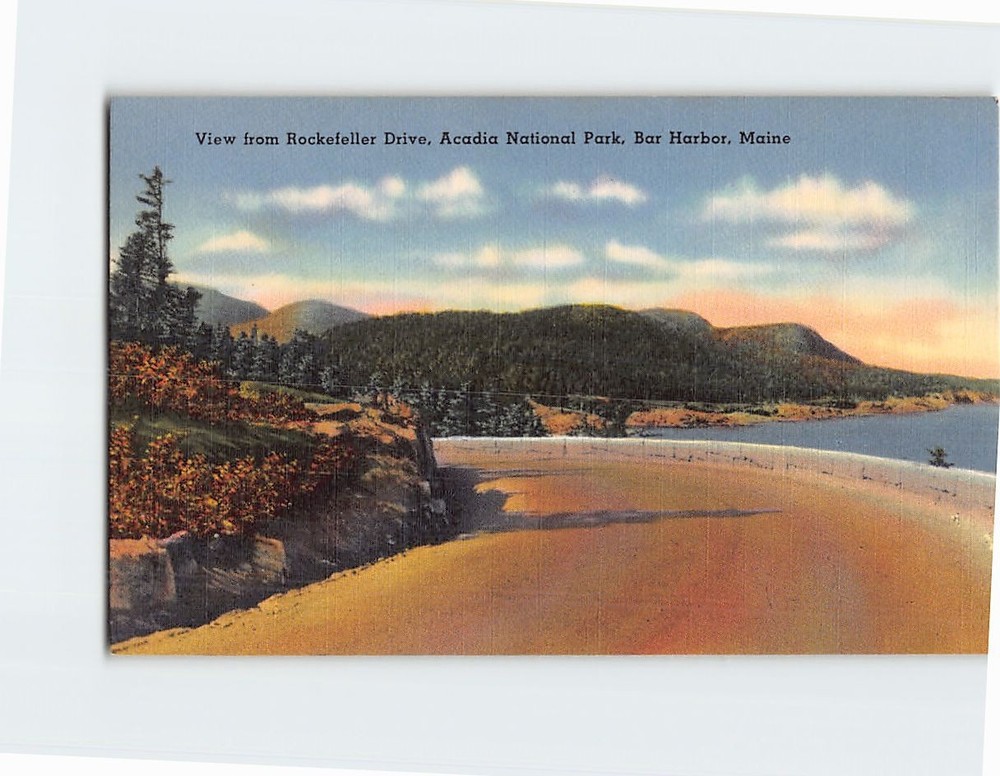 Postcard View from Rockefeller Drive Acadia National Park Bar Harbor Maine USA-image
