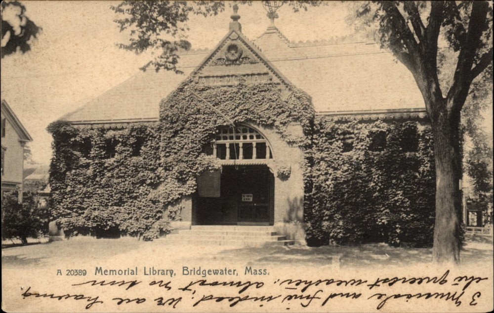 Memorial Library Bridgewater MA unposted Rotograph UDB c1905 vtg postcard r497
