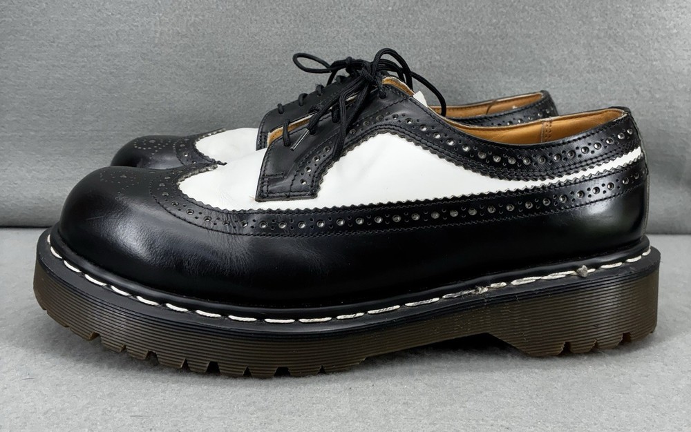 Dr. Martens 3989/34 Black White Wingtip Brogue Oxford Leather Shoes Men's 10 US