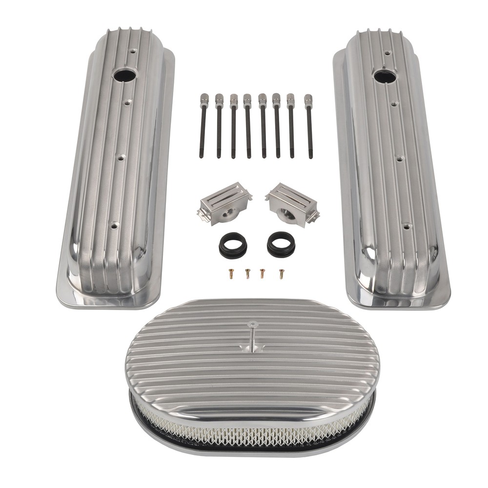 For SBC Chevy Vortec 5.0 5.7 350 87-97 Finned Short Valve Cover &12