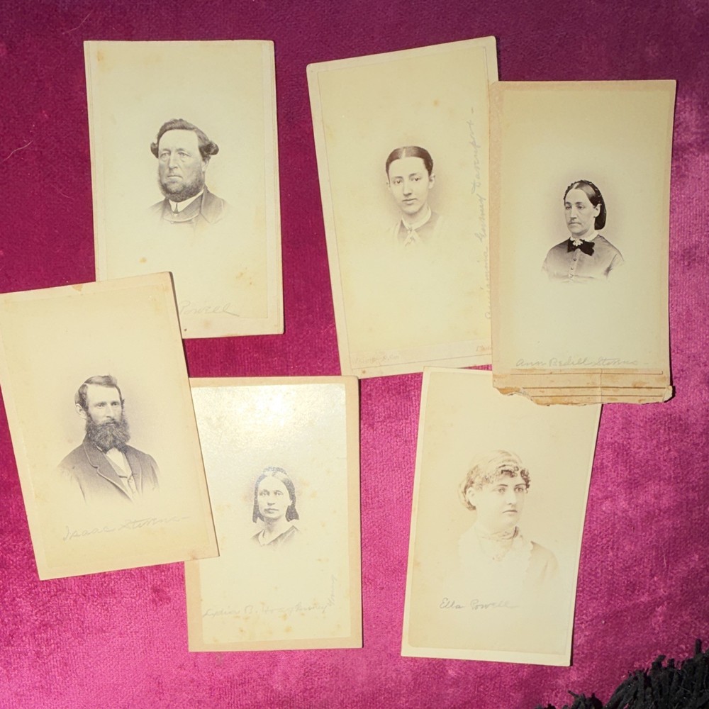 I. H. Abbott CDV Original Sepia Portrait Photographs, Lot of 6 Men & Women