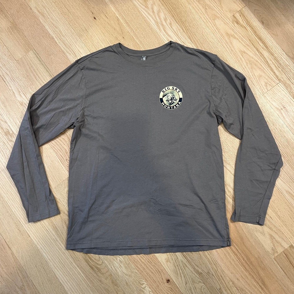 Ouray Big Sky Montana Long Sleeve T-Shirt Gray Men's XL Cotton Graphic Tee Ski