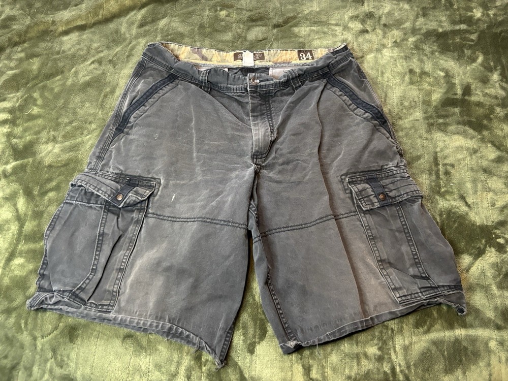 Old Navy Cargo Shorts Mens 34 Faded Distressed Black Vintage Y2K Skater Grunge
