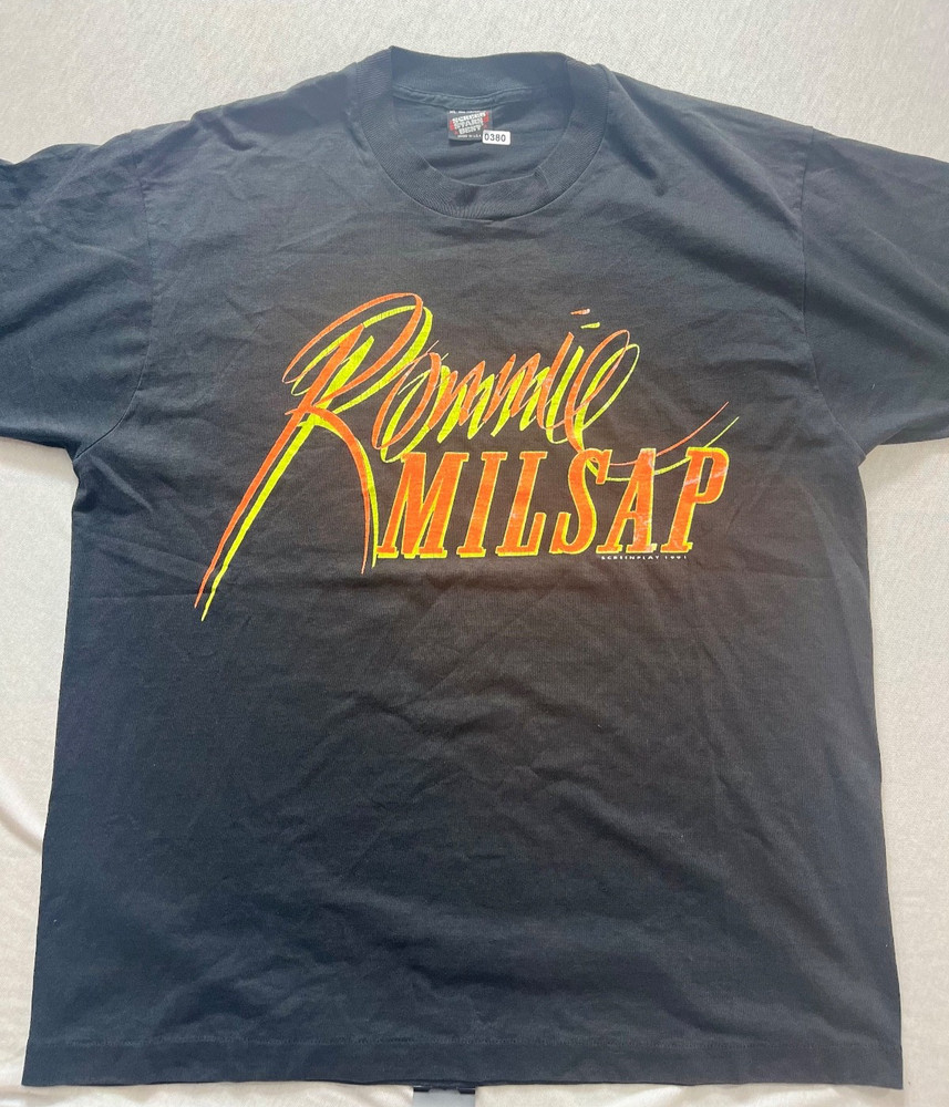 VTG 1991 ronnie milsap single stitch shirt xl black, back to the grindstone tour