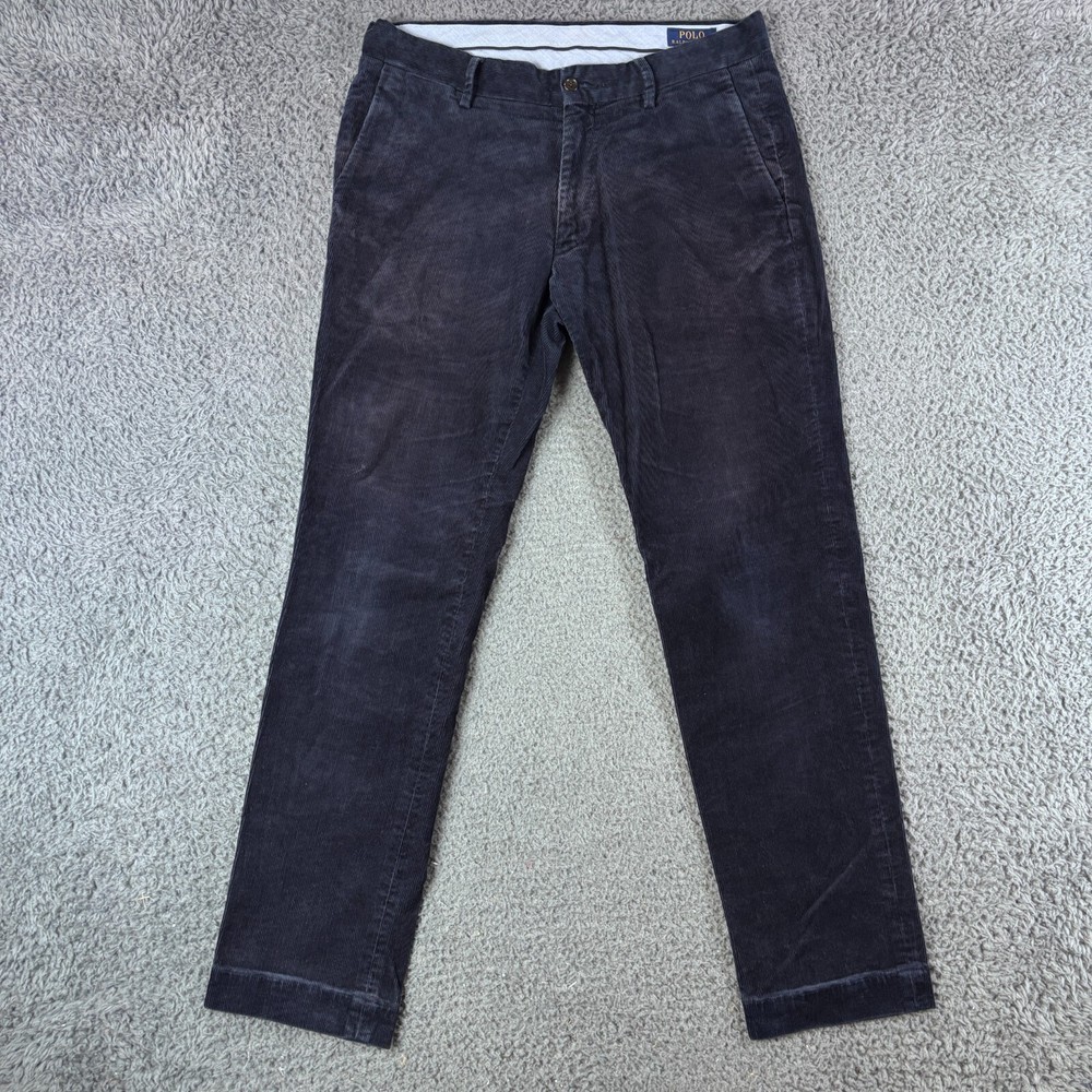 Ralph Lauren Mens 32x32 Blue Corduroy Stretch Slim Fit Smart Shooting Trousers RL