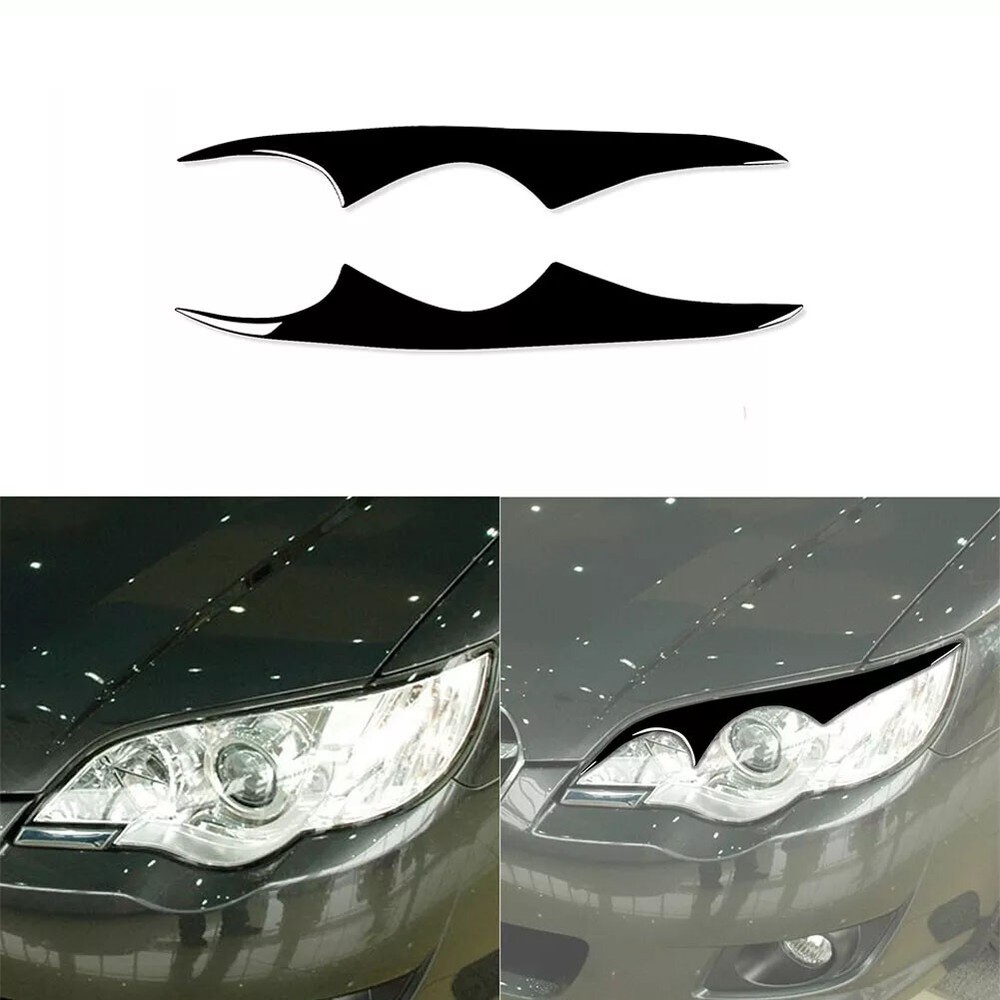 For Subaru Legacy Outback 06-08 Piano Black Headlight Eyelid Eyebrow Cover Trim
