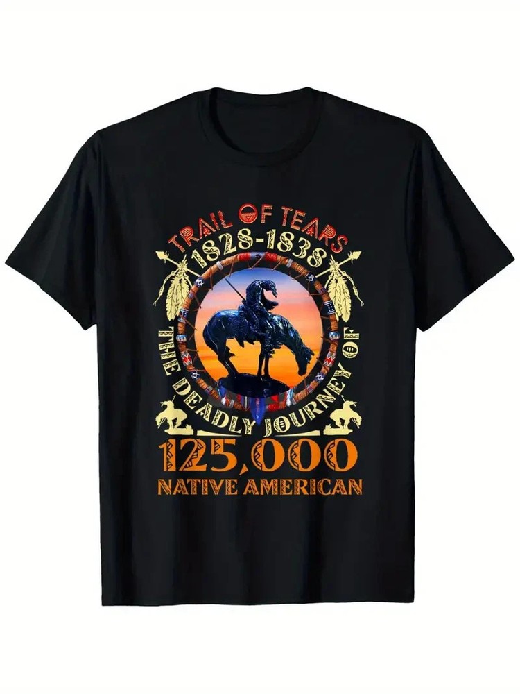 Native American Heritage Graphic T-Shirt - Unisex Black Cotton Tee with 