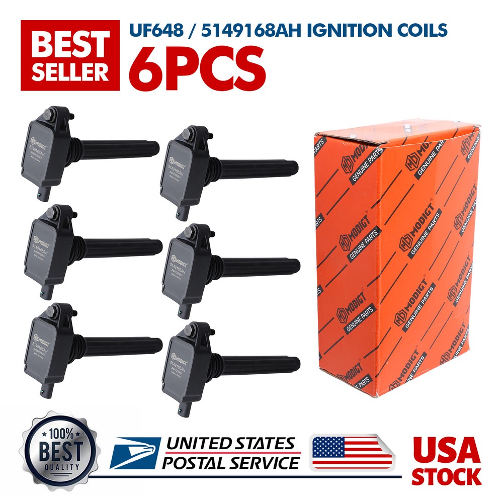 6Pcs High-Performance Ignition Coils for Jeep Wrangler 2012-2017 UF648 5149168AH