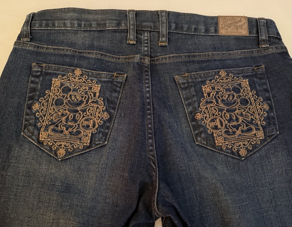 DISNEY PARK Mickey Mouse Jeans Womens 10 34x30” Embroidered Authentic Original