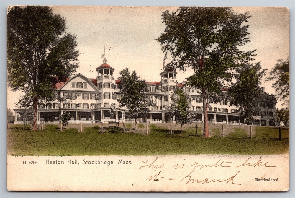 Heaton Hall Handcolored Stockbridge Mass C1906 UDB Postcard K4