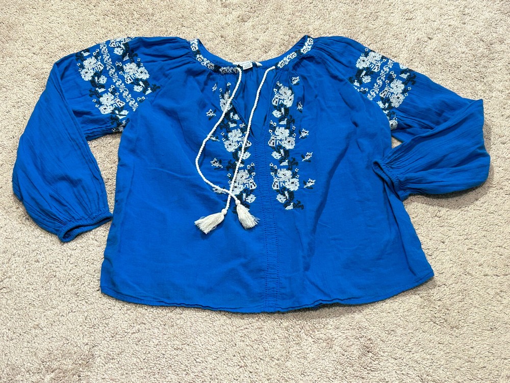 American Eagle Womens Shirt Size Small Multicolor Tie Front Boho Flowy Casual