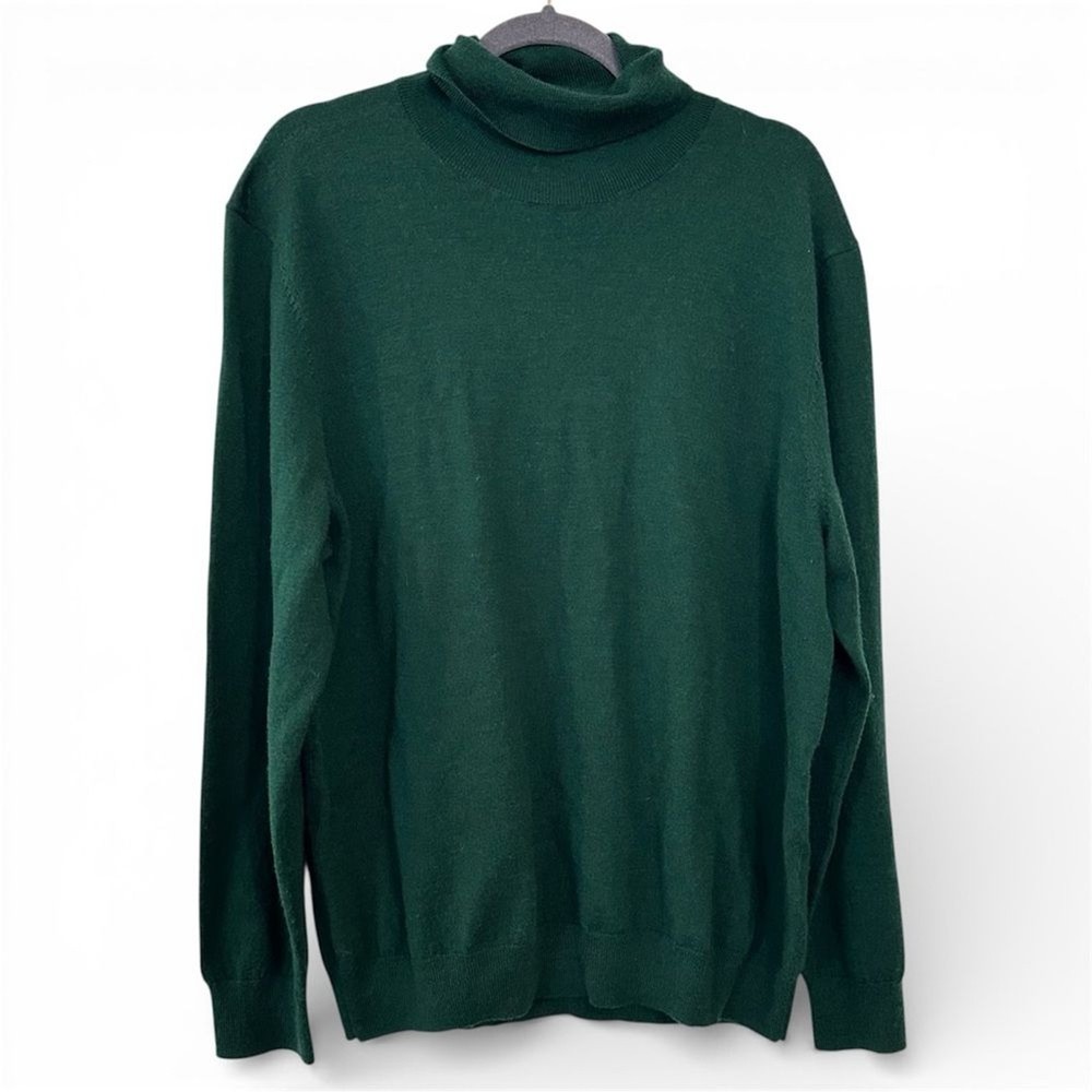 Club Room Men's Merino Wool Sweater Forest Green XL Turtleneck