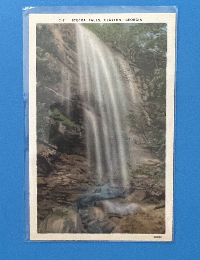 Clayton GA-Georgia, Stecoa Falls, Vintage Linen Postcard UNUSED