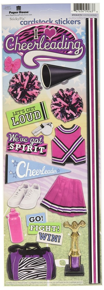 STCX-0172E Cardstock Stickers, Cheerleading (6-Pack)